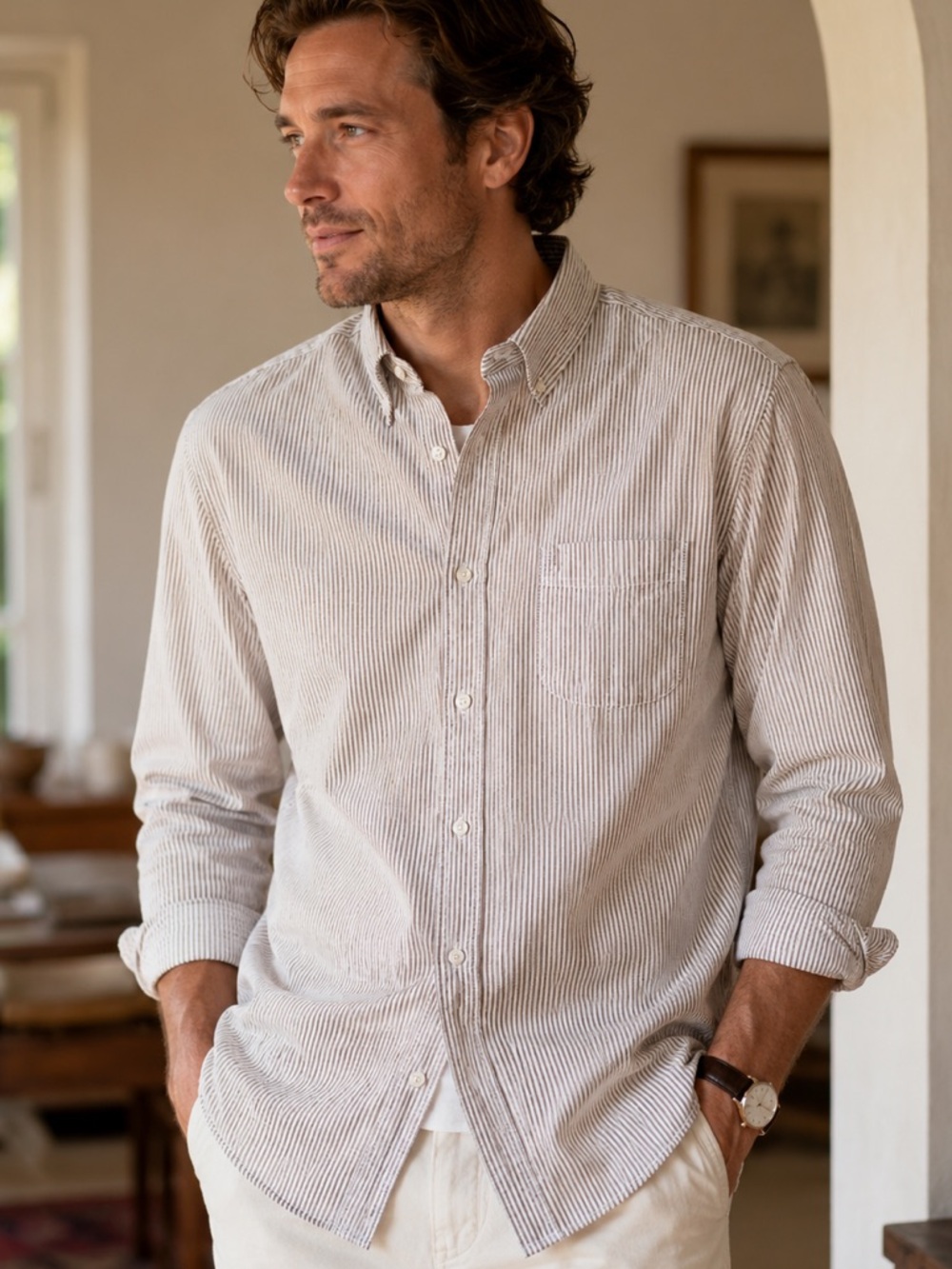 New! J.Crew Classic Broken-in organic cotton oxford shirt in Jarvis White Brown